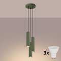 Brilagi - Lustre LED suspenso por cabo CRESTO 3xGU10/10W/230V verde