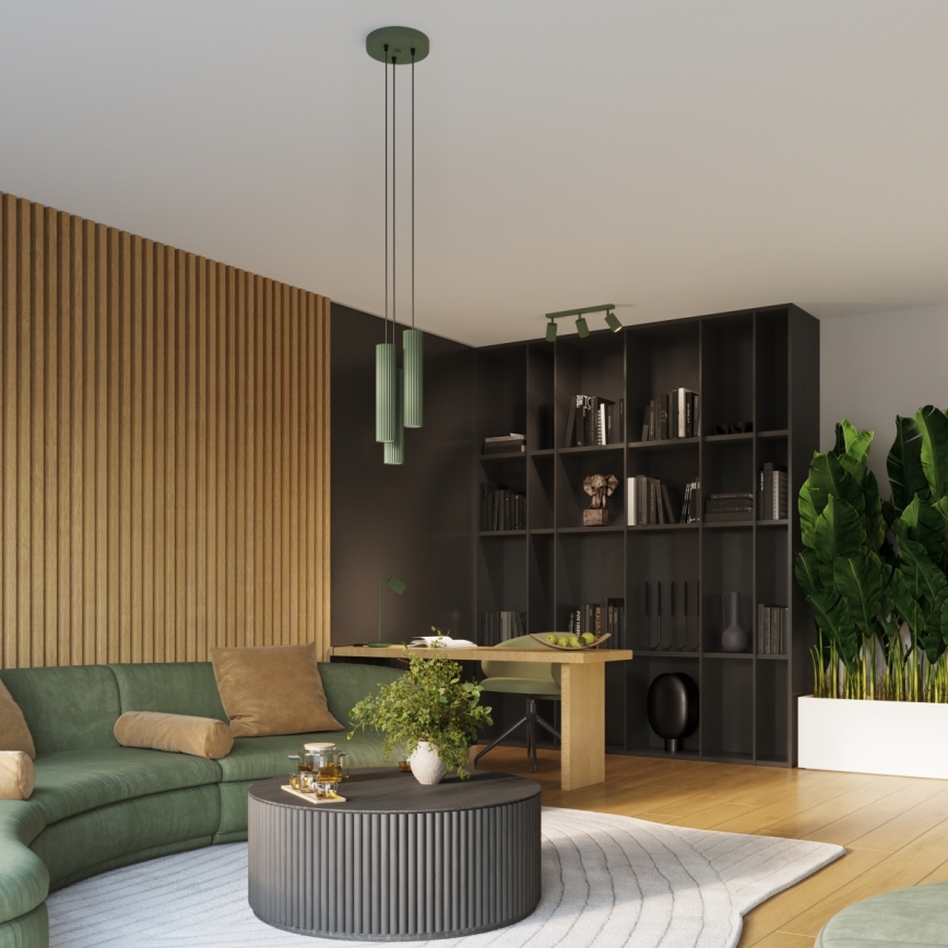 Brilagi - Lustre LED suspenso por cabo CRESTO 3xGU10/10W/230V verde