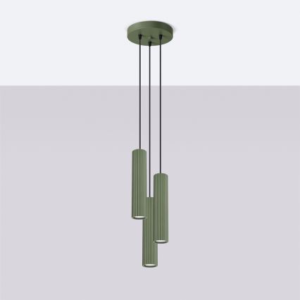 Brilagi - Lustre LED suspenso por cabo CRESTO 3xGU10/10W/230V verde