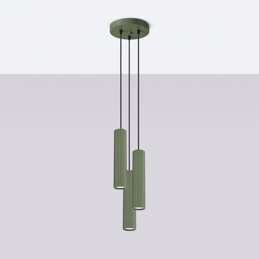 Brilagi - Lustre LED suspenso por cabo CRESTO 3xGU10/10W/230V verde