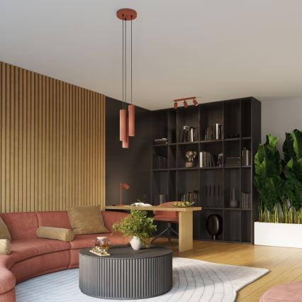 Brilagi - Lustre LED suspenso por cabo CRESTO 3xGU10/10W/230V vermelho