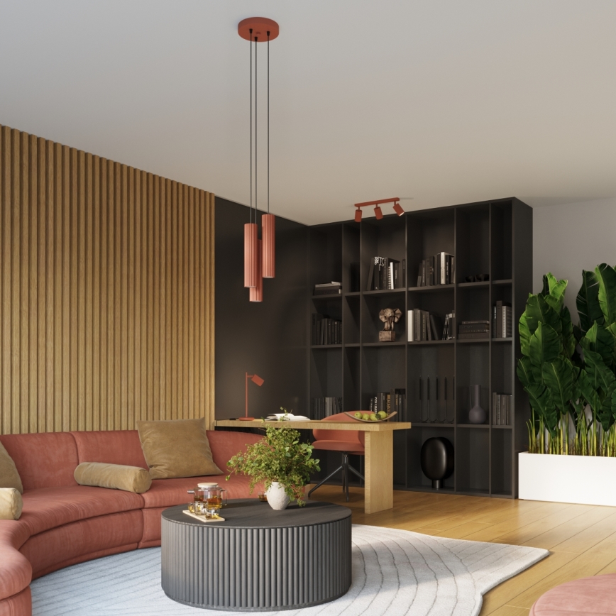 Brilagi - Lustre LED suspenso por cabo CRESTO 3xGU10/10W/230V vermelho