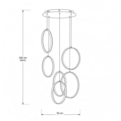 BRILAGI - Lustre LED suspenso por cabo ECHO LED/80W/230V 4000K Ø 50 cm preto