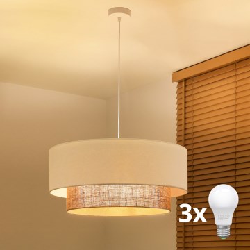 Brilagi - Lustre LED suspenso por cabo, Estilo Boho, 3x E27, 15 W, 230 V, Ø 60 cm