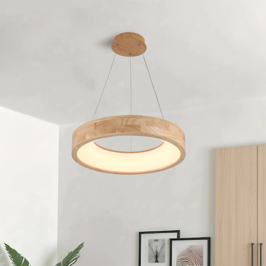 Brilagi - Lustre LED suspenso em cabo FALCON WOOD LED/30W/230V 3000/4000/6000K, diâmetro 45 cm, madeira