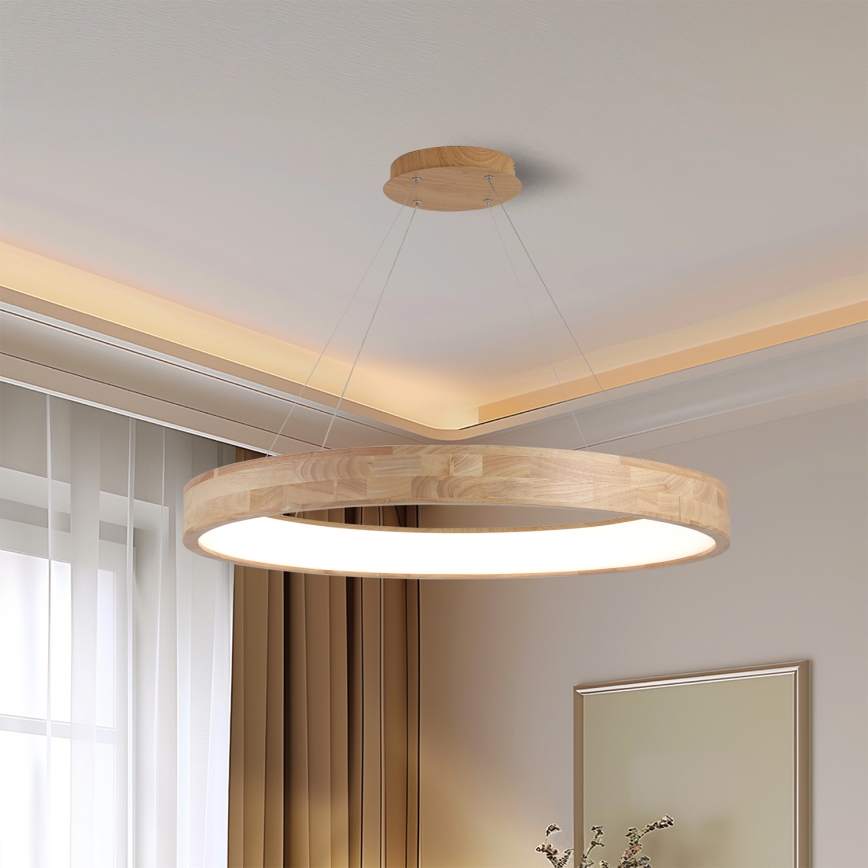 Brilagi - Lustre LED suspenso por cabo FALCON WOOD LED/60W/230V 3000/4000/6000K Ø 80 cm, acabamento em madeira