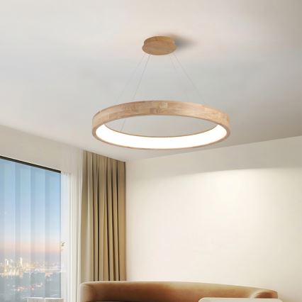 Brilagi - Lustre LED suspenso por cabo FALCON WOOD LED/60W/230V 3000/4000/6000K Ø 80 cm, acabamento em madeira