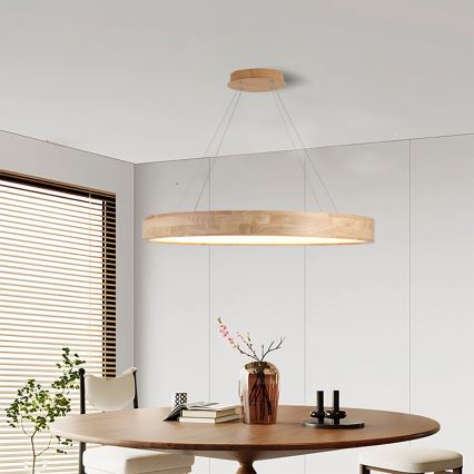 Brilagi - Lustre LED suspenso por cabo FALCON WOOD LED/60W/230V 3000/4000/6000K Ø 80 cm, acabamento em madeira