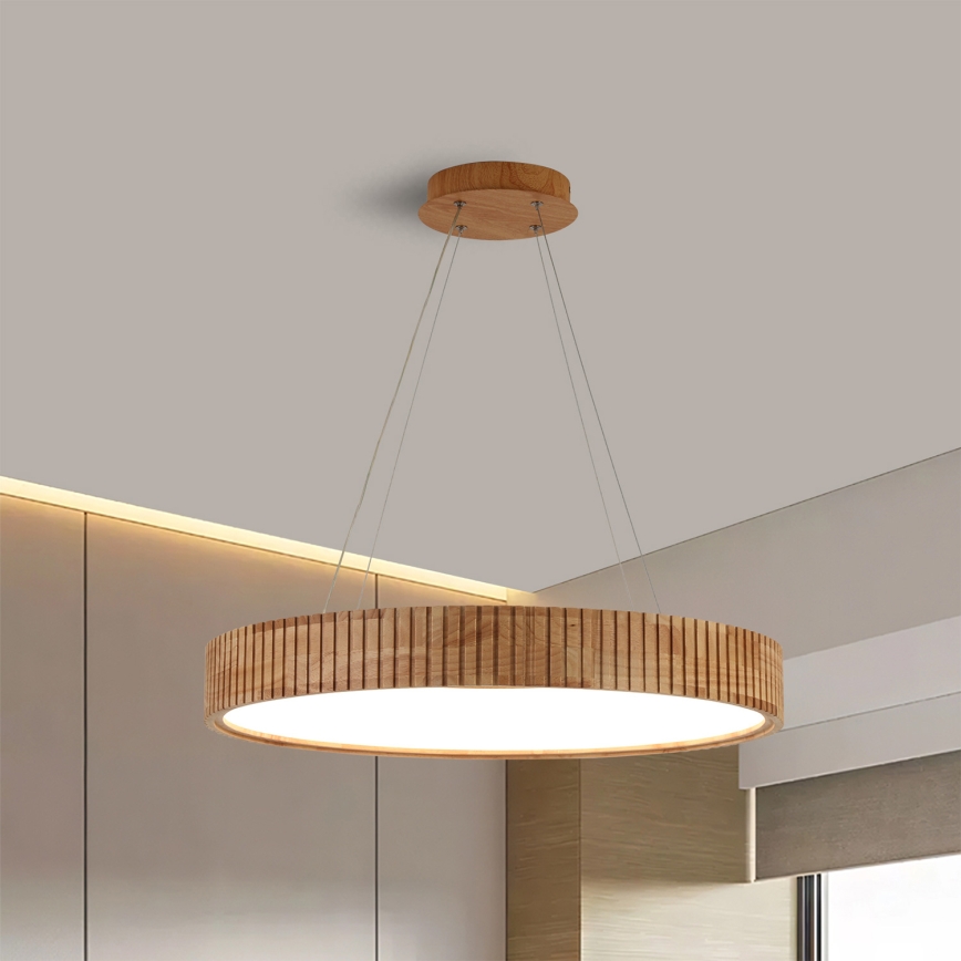 Brilagi - Lustre LED suspenso por cabo FALCON WOOD MODERN LED/40W/230V 3000/4000/6000K Ø 60 cm madeira