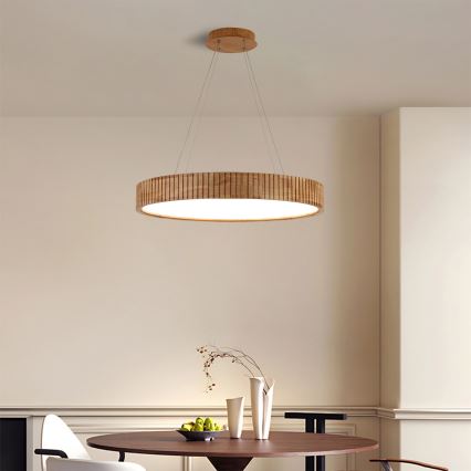 Brilagi - Lustre LED suspenso por cabo FALCON WOOD MODERN LED/40W/230V 3000/4000/6000K Ø 60 cm madeira