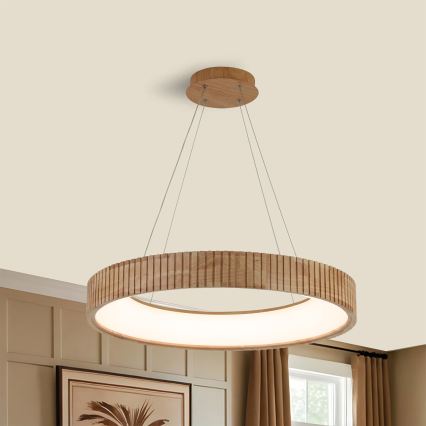 Brilagi - Lustre LED suspenso por cabo FALCON WOOD MODERN LED/40W/230V 3000/4000/6000K Ø 60 cm madeira