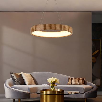 Brilagi - Lustre LED suspenso por cabo FALCON WOOD MODERN LED/40W/230V 3000/4000/6000K Ø 60 cm madeira