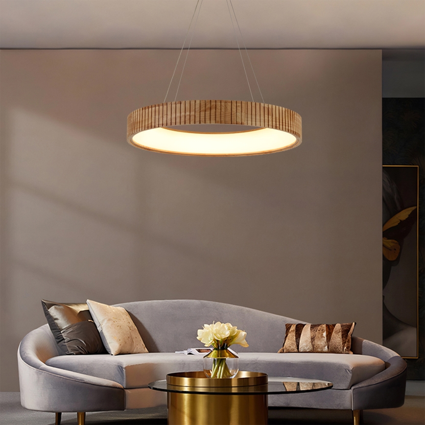 Brilagi - Lustre LED suspenso por cabo FALCON WOOD MODERN LED/40W/230V 3000/4000/6000K Ø 60 cm madeira