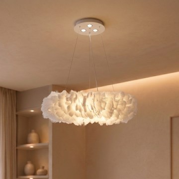 Brilagi - Lustre LED suspenso por cabo FEATHER 3x E27/40W/230V + 3x LED/3W Ø 50 cm branco