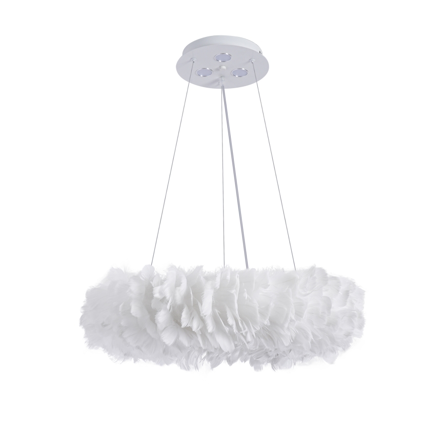 Brilagi - Lustre LED suspenso por cabo FEATHER 3x E27/40W/230V + 3x LED/3W Ø 50 cm branco