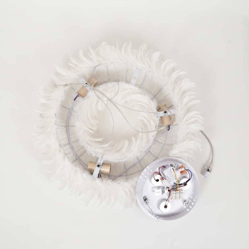Brilagi - Lustre LED suspenso por cabo FEATHER 3x E27/40W/230V + 3x LED/3W Ø 50 cm branco