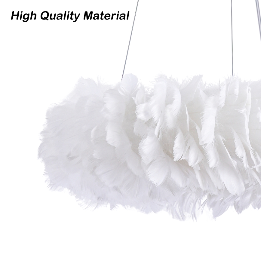 Brilagi - Lustre LED suspenso por cabo FEATHER 3xE27/40W/230V + 3xLED/3W Ø 40 cm branco