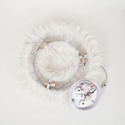 Brilagi - Lustre LED suspenso por cabo FEATHER 3xE27/40W/230V + 3xLED/3W Ø 40 cm branco