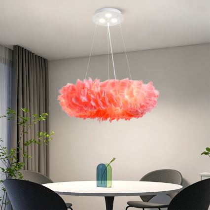 BRILAGI - Lustre LED suspenso por cabo FEATHER 3xE27/40W/230V + 3xLED/3W Ø 50 cm rosa