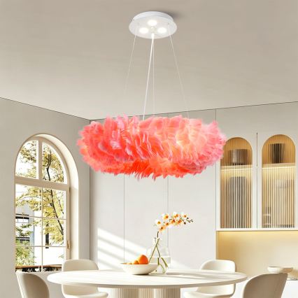 BRILAGI - Lustre LED suspenso por cabo FEATHER 3xE27/40W/230V + 3xLED/3W Ø 50 cm rosa