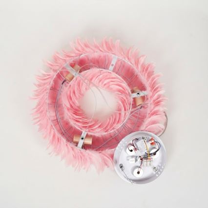 Brilagi - Lustre LED suspenso por cabo FEATHER 3xE27/40W/230V + 3xLED/3W Ø 50 cm rosa