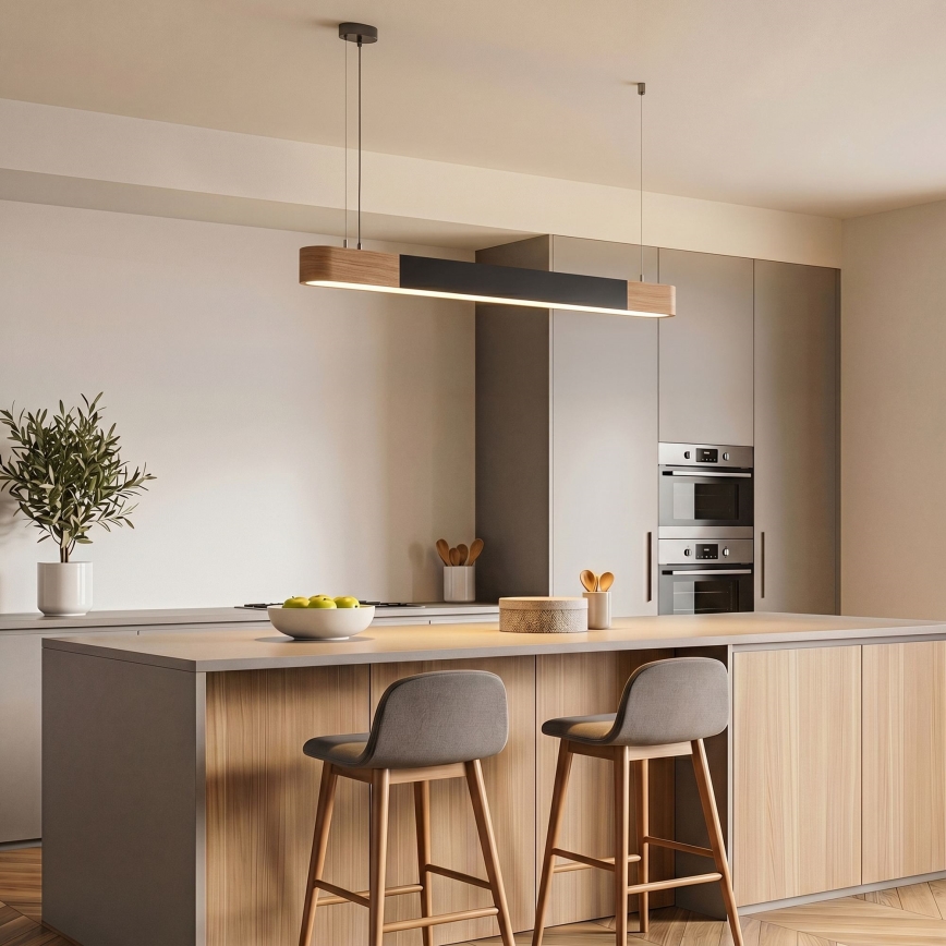 BRILAGI - Lustre LED suspenso por cabo GARDALINE LED/100W/230V 120 cm carvalho/preto