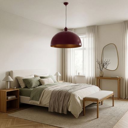 BRILAGI - Lustre LED suspenso por cabo METALO 1xE27/40W/230V diâmetro 60 cm bordô/cobre