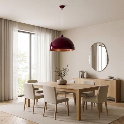 Brilagi - Lustre LED suspenso por cabo METALO 1xE27/40W/230V Ø 40 cm bordô/cobre