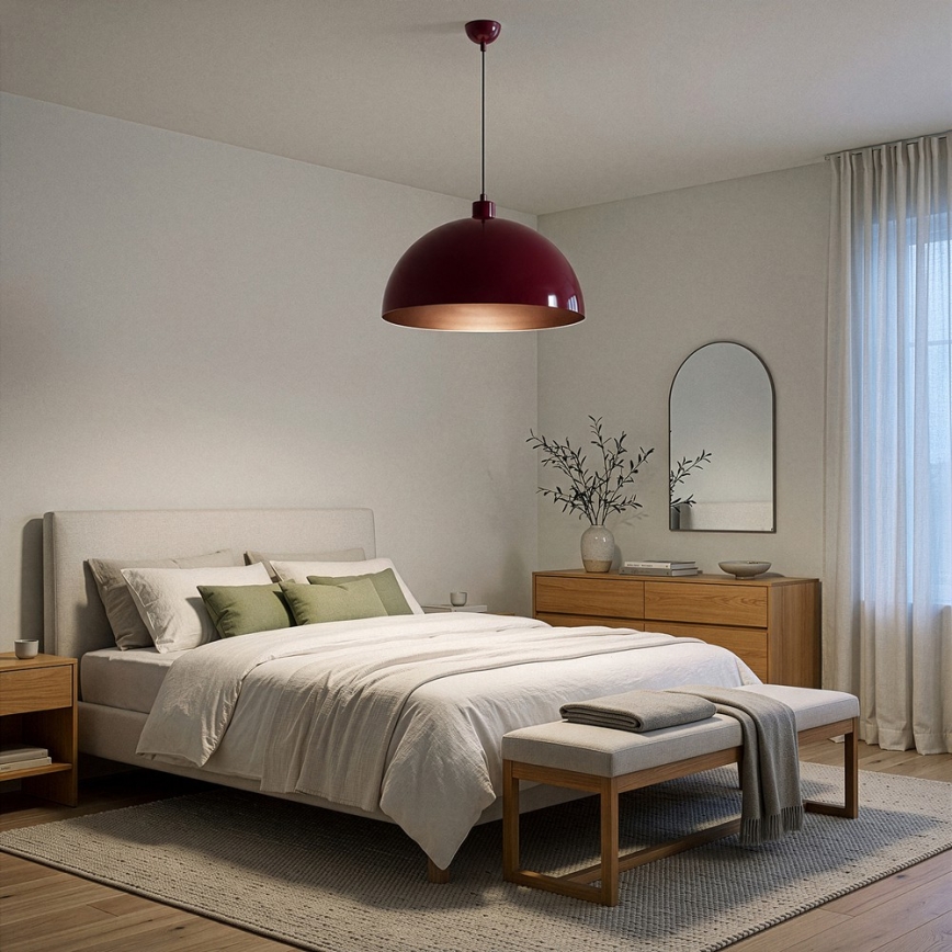 Brilagi - Lustre LED suspenso por cabo METALO 1xE27/40W/230V Ø 40 cm bordô/cobre
