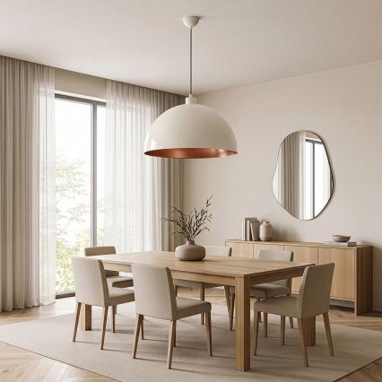 Brilagi - Lustre LED suspenso por cabo METALO 1xE27/40W/230V Ø 60 cm bege/cobre