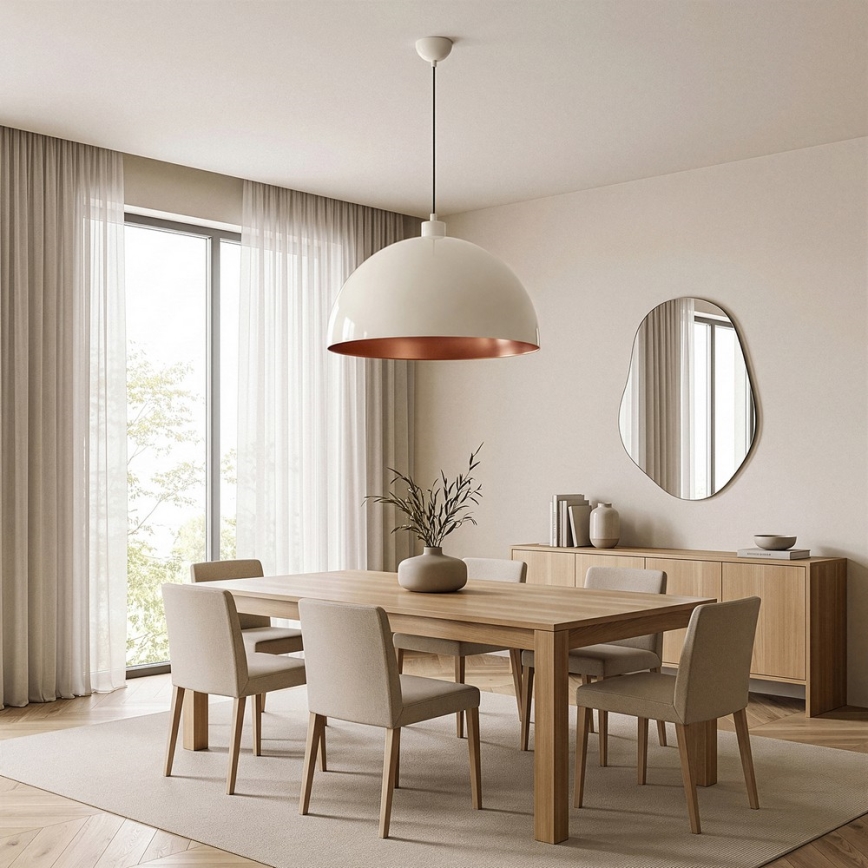 Brilagi - Lustre LED suspenso por cabo METALO 1xE27/40W/230V Ø 60 cm bege/cobre