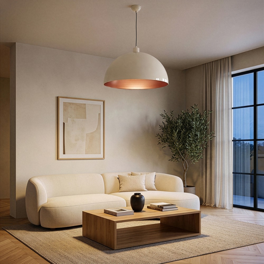 Brilagi - Lustre LED suspenso por cabo METALO 1xE27/40W/230V Ø 60 cm bege/cobre