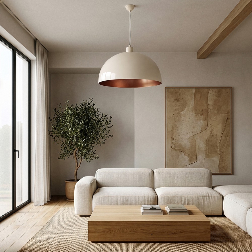 Brilagi - Lustre LED suspenso por cabo METALO 1xE27/40W/230V Ø 60 cm bege/cobre