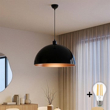 Brilagi - Lustre LED suspenso por cabo METALO 1xE27/40W/230V Ø 60 cm preto/cobre