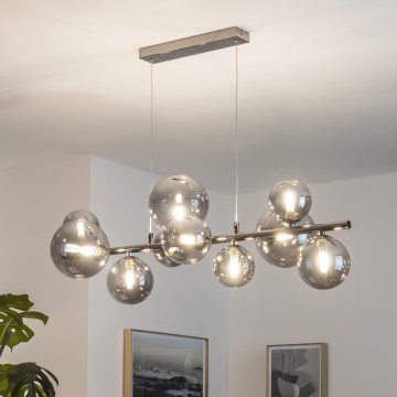 Brilagi - Lustre LED suspenso por cabo MILLA 10xG9/3W/230V preto cromado/fumê