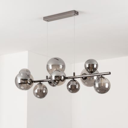 Brilagi - Lustre LED suspenso por cabo MILLA 10xG9/3W/230V preto cromado/fumê