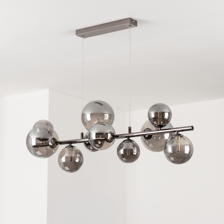 Brilagi - Lustre LED suspenso por cabo MILLA 10xG9/3W/230V preto cromado/fumê