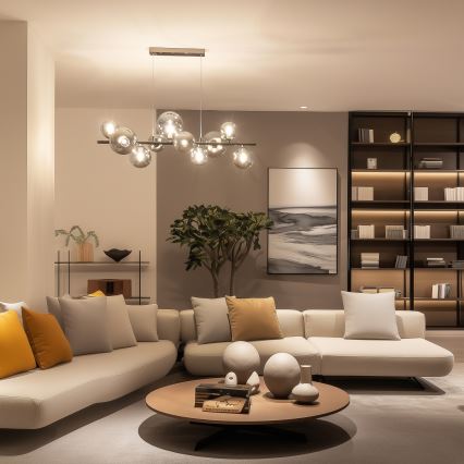 Brilagi - Lustre LED suspenso por cabo MILLA 10xG9/3W/230V preto cromado/fumê