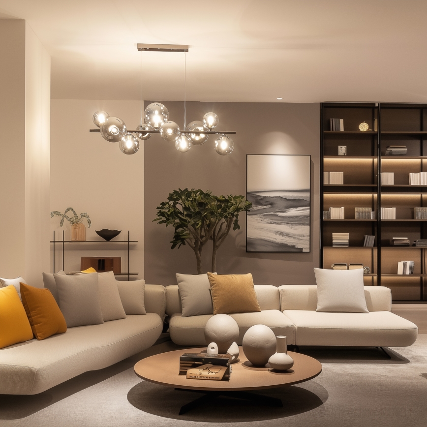 Brilagi - Lustre LED suspenso por cabo MILLA 10xG9/3W/230V preto cromado/fumê