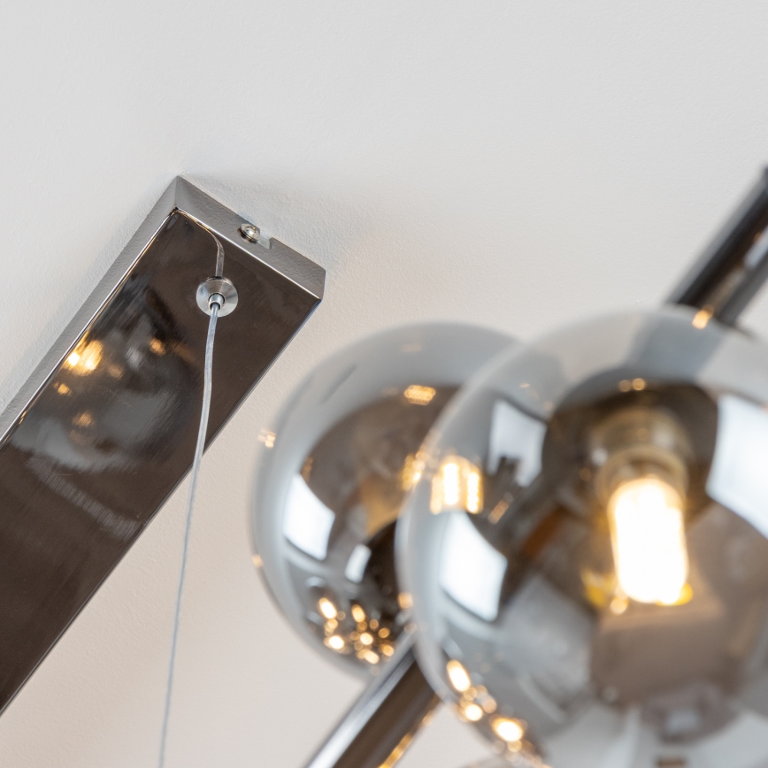 Brilagi - Lustre LED suspenso por cabo MILLA 10xG9/3W/230V preto cromado/fumê