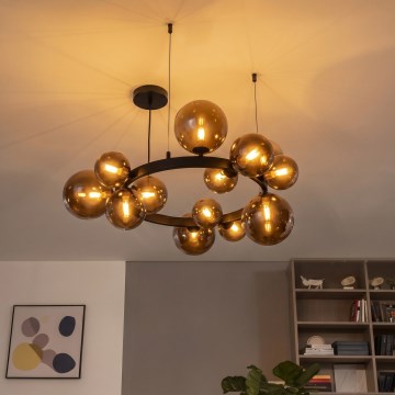 Brilagi - Lustre LED suspenso por cabo MILLA 15xG9/3W/230V castanho/castanho fumado