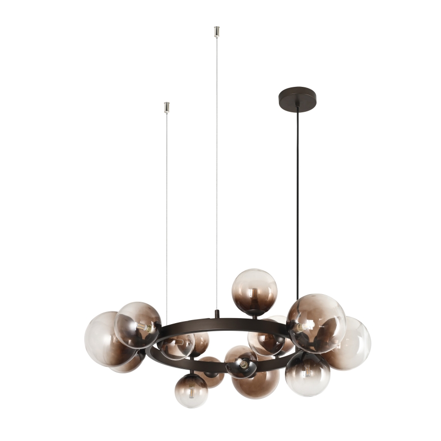 Brilagi - Lustre LED suspenso por cabo MILLA 15xG9/3W/230V castanho/castanho fumado