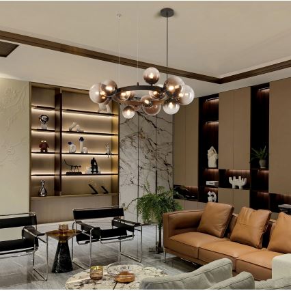 Brilagi - Lustre LED suspenso por cabo MILLA 15xG9/3W/230V castanho/castanho fumado