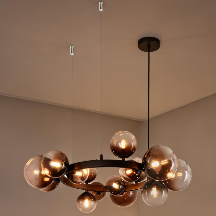 Brilagi - Lustre LED suspenso por cabo MILLA 15xG9/3W/230V castanho/castanho fumado