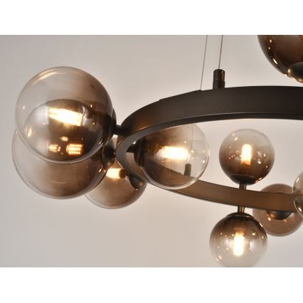 Brilagi - Lustre LED suspenso por cabo MILLA 15xG9/3W/230V castanho/castanho fumado