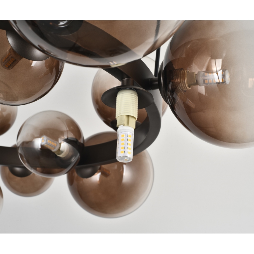 Brilagi - Lustre LED suspenso por cabo MILLA 15xG9/3W/230V castanho/castanho fumado