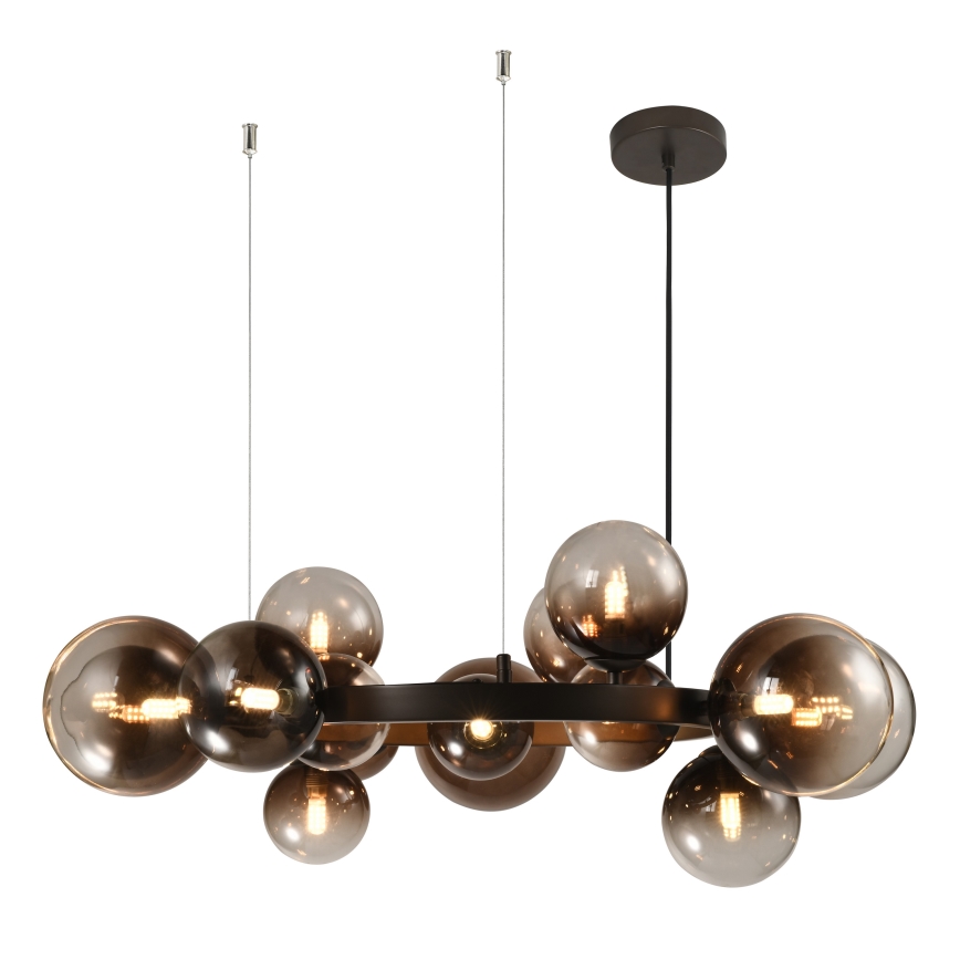 Brilagi - Lustre LED suspenso por cabo MILLA 15xG9/3W/230V castanho/castanho fumado