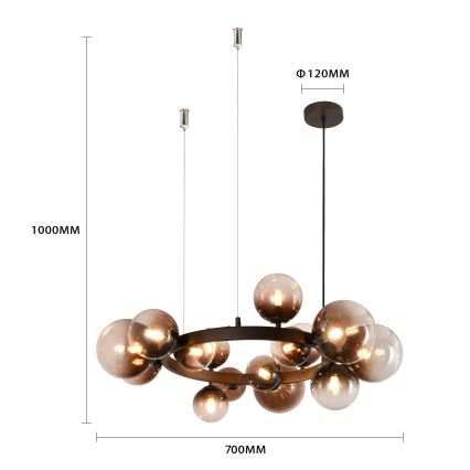 Brilagi - Lustre LED suspenso por cabo MILLA 15xG9/3W/230V castanho/castanho fumado