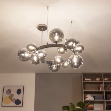 Brilagi - Lustre LED suspenso por cabo MILLA 15xG9/3W/230V cromado preto/fumê