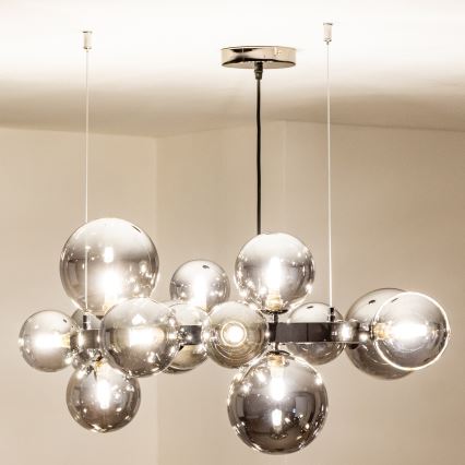 Brilagi - Lustre LED suspenso por cabo MILLA 15xG9/3W/230V cromado preto/fumê